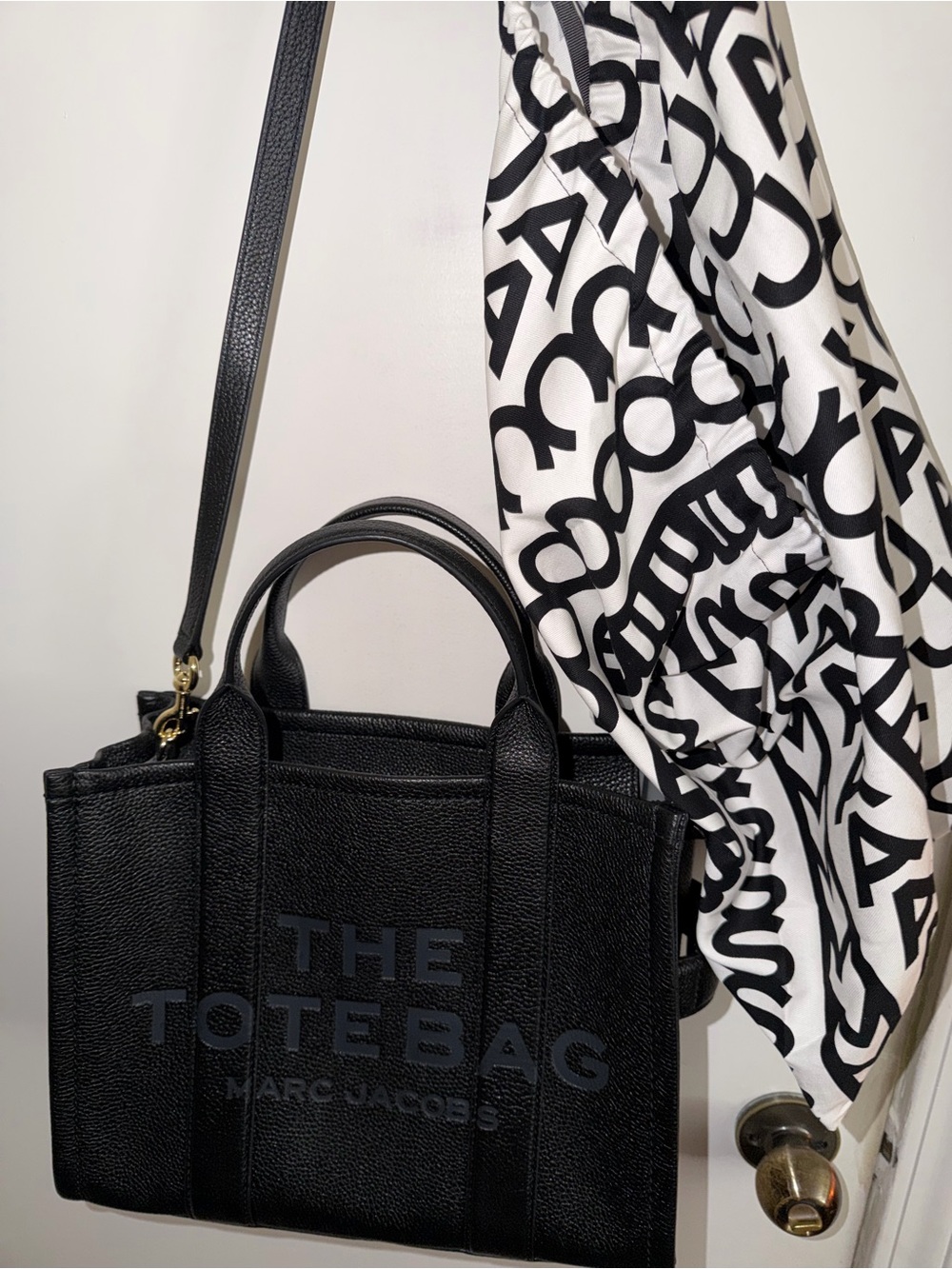 Marc Jacobs Black Pebbled 'The Tote Bag' Structured Tote with Top Handles